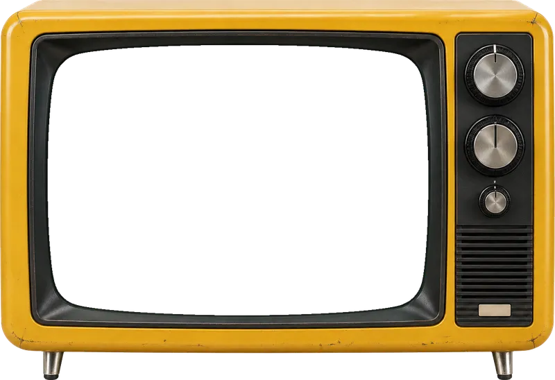 Mustard-yellow 1970s portable TV