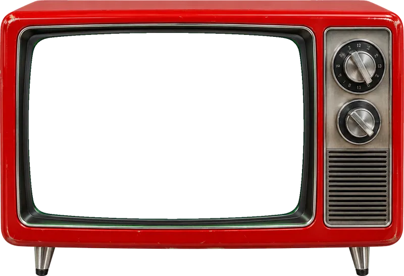 Cherry-red 1960s portable TV