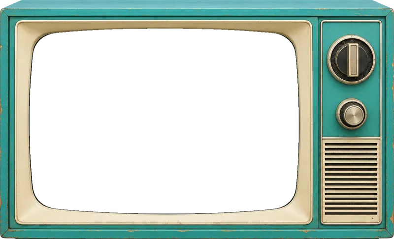 Teal 1960s TV on wooden legs