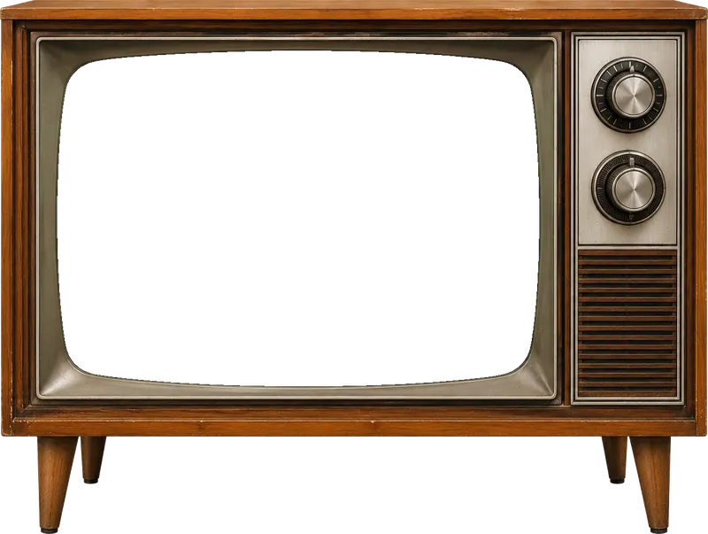 Walnut console TV on tapered legs